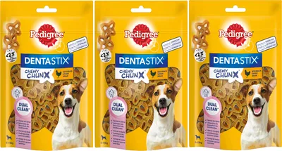 Produktbild von PEDIGREE® DENTASTIX™ CHEWY CHUNX™ Mini 5-15kg mit Huhn Geschmack 3 x 68g
