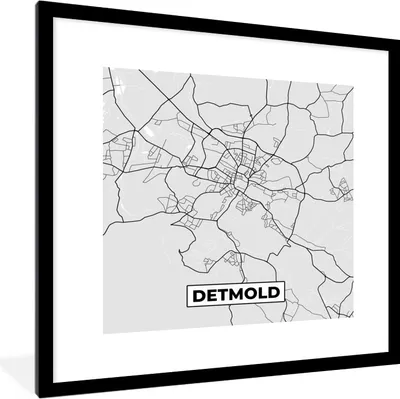 Produktbild von MuchoWow® Gerahmtes Poster Detmold - Karte - Stadtplan - Deutschland 40x40 cm - Poster mit Schwarzem Bilderrahmen Wandposter Rahmen Foto Bilder - Poster - Plakat im Rahmen