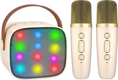 Zdjęcie produktu dla Bezprzewodowy zestaw do karaoke w kolorze beżowym dla dorosłych