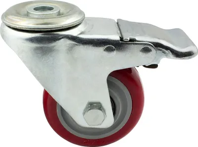 Produktbild von KLAK Lenkrolle Gummirolle mit Bremse Ø75mm Rückenloch Ø10,2mm für Aluprofil - 4 Stück