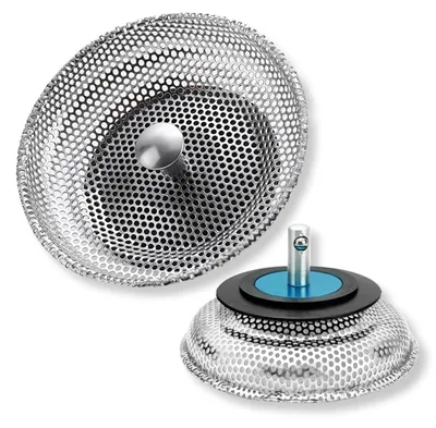 Image de Filtre pour évier de cuisine, 2 pièces, en acier inoxydable, 80 mm, pour siphon d'évier