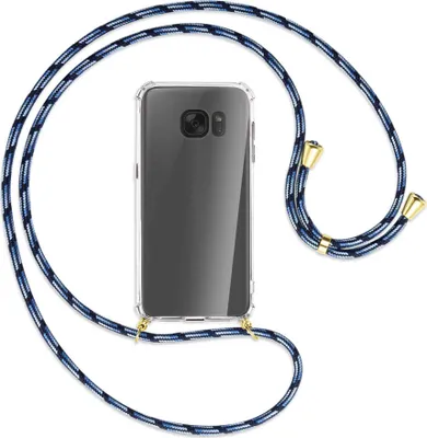 Produktbild von Handykette Backcover-Schutzhülle mit Band (Metall goldfarben) für Samsung Galaxy S7 - Blautöne