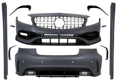 Produktbild von BodyKit für Mercedes W176 12-18 A45 Look Stoßstange Kühlergrill Auspuff Endrohe.