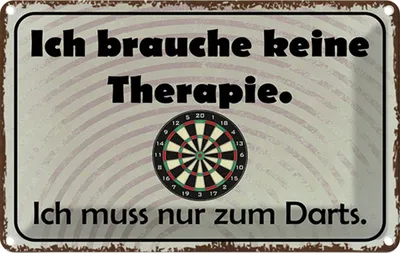 Produktbild von vianmo Blechschild 12x18 cm keine Therapie muss zum Darts Sport Hobby Spruch Zitat