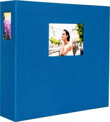 Image de Album photo HNFD Lona bleu en lin, 34,5 x 33 cm, 1 000 photos, 168 pages