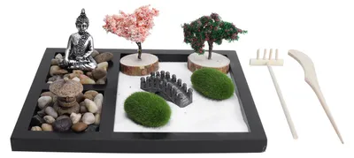 Produktbild von Zen-Garten-Sandtisch, Buddha-Statue, Sandkasten, japanischer Stil, Schreibtisch-Tablett, Basteldekoration