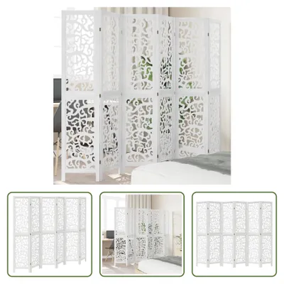 Productafbeelding van De Living Store 6-delige roomdivider, wit, massief paulowniahout