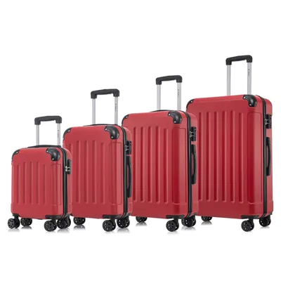 Produktbild von yonsly Premium Reisekoffer TSA-Schloss,YKK-Reißverschluss Hartschalen-Koffer Kabinenkoffer Rollkoffer Suitcase Handgepäck  (Rot, S-M-L-XL-Set)