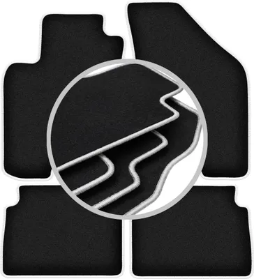 Produktbild von Fußmatten Velours Schwarz/Silber für Chevrolet Lacetti 2003-2012 Set 4-tlg