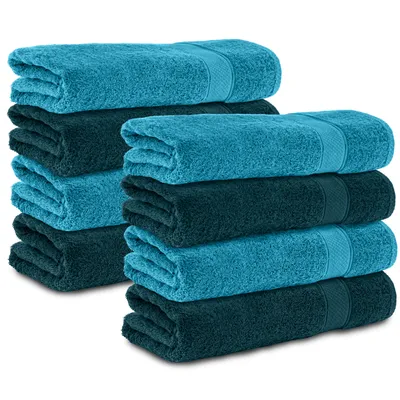 Produktbild von Komfortec 8er Duschtücher 70x140 cm Set aus 100% Baumwolle, 470g/m², Frottee, Weich, Petrol/Türkis