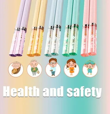 Image de Famanu : Baguettes réutilisables, 5 couleurs différentes, antidérapantes