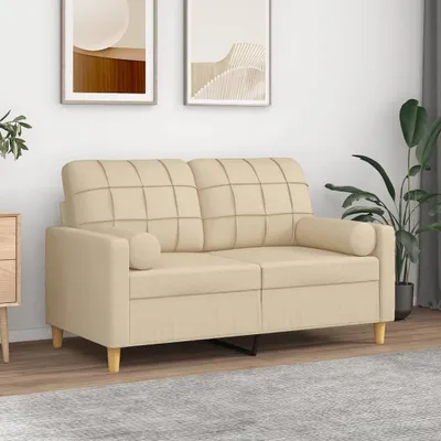 Produktbild von 2-Sitzer-Sofa mit Zierkissen Creme 120 cm Stoff