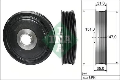 Produktbild von INA 544 0110 10 Riemenscheibe Kurbelwelle für RENAULT TRAFIC II Kasten (FL) 147mm