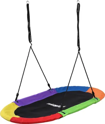 Image de Balançoire-nid ovale Relaxdays, balançoire-nid pour enfants et adultes, 300 kg, balançoire XXL pour plusieurs enfants, L x P : 150 x 80 cm, multicolore
