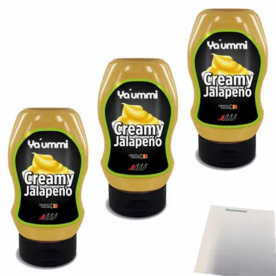 Produktbild von Ya´ummi Creamy Jalapeno 3er Pack (3x300ml Flasche) + usy Block