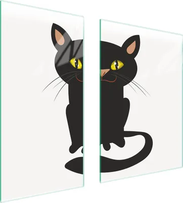 Produktbild von Herdabdeckplatten 2 teilig 75x52 Glaskeramikkochfeld Abdeckung Glas Schneidebrett Katze Weiß