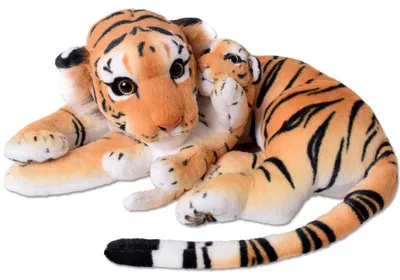 Produktbild von TE-Trend Kuscheltier Tiger mit Tigerbaby Deko Plüschtier Set Stofftier 60cm