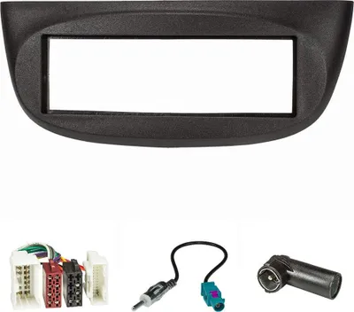 Produktbild von Radioblende Set kompatibel mit Renault Twingo II ab Bj.2012 schwarz mit Radioadapter ISO Fakra Antennenadapter ISO DIN