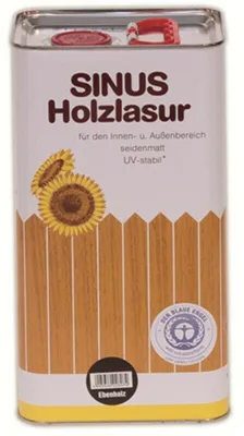 Produktbild von Burtex Sinus Holzlasur Lasur in Ebenholz 5 Liter - Holzlasur innen & außen - Seidenmatt - Holzschutz für Balkon, Vordach, Gartenhaus, Zaun / Geländer