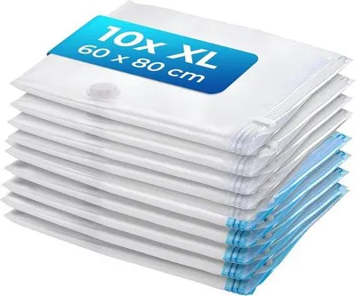 Produktbild von Famanu Vakuumverpackungsbeutel für Kleidung (10 Stück 60x80 cm) – Wiederverwendbare Aufbewahrungsbeutel für Textilien