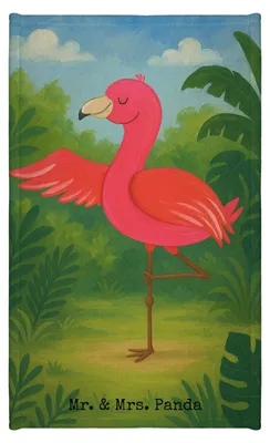 Produktbild von Mr. & Mrs. Panda Handtuch Flamingo Yoga Design - Weiß - Geschenk, Vogel, Mini-Handtuch, Kleines, gäste wc, Namaste, Urlaub, Baumwollhandtuch, Entspannt, Yogi, Gästetuch