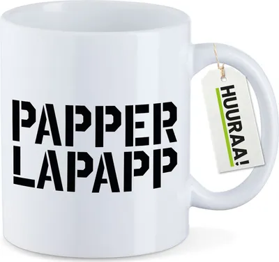 Produktbild von Huuraa Kaffeetasse Papperlapapp Schriftzug 330ml Weiß Keramik Kaffeebecher Geschenkidee
