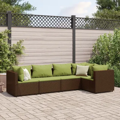 Produktbild von Möbel 5-tlg. Garten-Lounge-Set mit Kissen Braun Poly Rattan - Gartenmöbelgarnituren 3308094