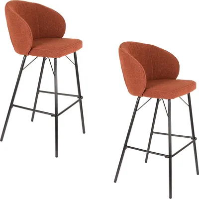 Produktbild von Housecraft Living Joa Barhocker mit Rückenlehne 75 cm Bouclé Terra - 2 er Set