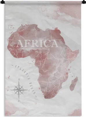 Produktbild von MuchoWow® Wandteppich Wandbehang Karte - Afrika - Aquarell - Kompass 90x135 cm Tapisserie Dekoration Wandtuch - Baumwolle - Wandskulptur