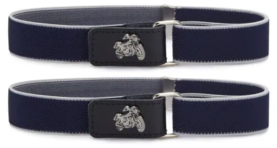 Image de Ladeheid 2 ceintures élastiques pour garçons, 1 à 6 ans, 34-65 cm, P15S (bleu foncé/gris/moto, 62 cm x 2,5 cm)