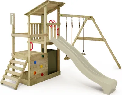 Immagine prodotto di Torre giochi Fatmoose FruityForest Fun XXL con altalena e scivolo, colore verde salvia