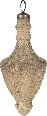 Produktbild von Clayre & Eef Weihnachtskugel Ø 7x17 cm Beige Glas