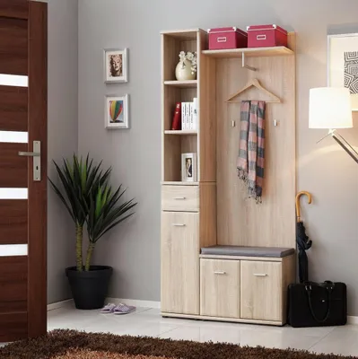 Obrázok produktu pre Šatníková skriňa do predsiene Šatníková skriňa s vešiakom z dreva Moderný nábytok Šatníková skriňa do predsiene