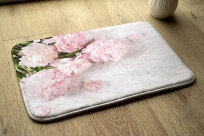 Produktbild von Badteppich Saugfähige - Badezimmer Teppich - Rutschfester Badvorleger Badematte - 90x60 cm - Nelkenblüten