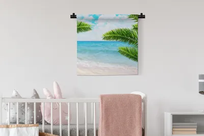 Produktbild von MuchoWow® Wandteppich Wandbehang Tropisch - Palme - Strand 60x60 cm Tapisserie Dekoration Wandtuch - Dekorationen - Wand Decke