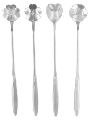 Produktbild von 4 STÜCKE Rührlöffel Blume Herzförmige Kaffeelöffel Edelstahl Wüstenschaufel Eisteelöffel