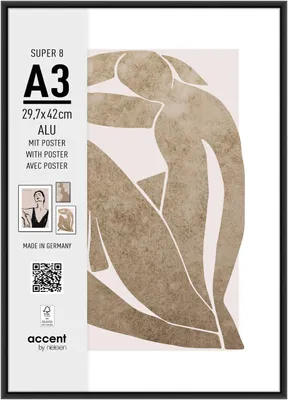 Immagine prodotto di Cornice in alluminio Super 8 di accent by nielsen, 29,7x42 cm, nero opaco