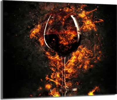 Produktbild von Herdabdeckplatte 60x52 Glaskeramikkochfeld Abdeckung Spritzschutz Glasplatte Deko Schneidebrett, Wein Feuer