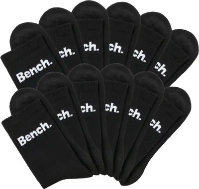 Produktbild von Bench Tennissocken Damen Herren Sportsocken, Laufsocken, Crew Socken 12 -teilig 12x schwarz Größe 47/48