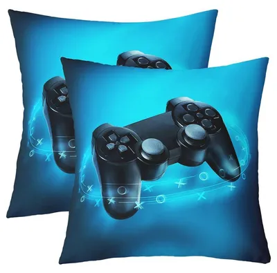 Produktbild von Kissenbezüge 50x50cm 2er Set Gaming Videospiel Gamepad Mehrfarbig Polyester