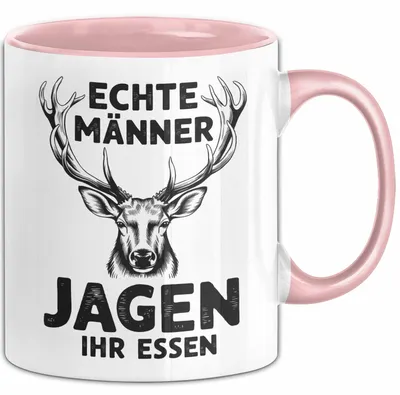 Produktbild von Hirschjäger Jagd Tasse Geschenk Echte Männer jagen ihr Essen (Rosa)