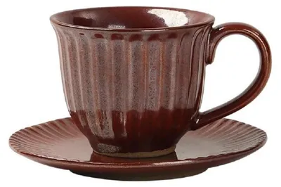 Obrázek produktu pro Šálek na cappuccino s podšálkem, keramika, 160 ml, tmavě červená