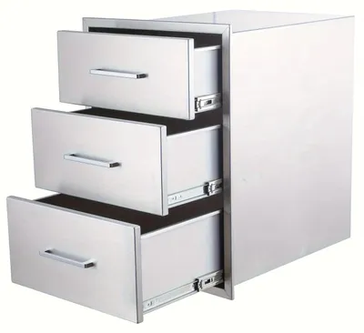 Imagen del producto de Caja exterior - Caja para jardín - Armario de almacenamiento - Caja para jardín - Almacén - Cajón de acero inoxidable de 3 niveles - Acero inoxidable