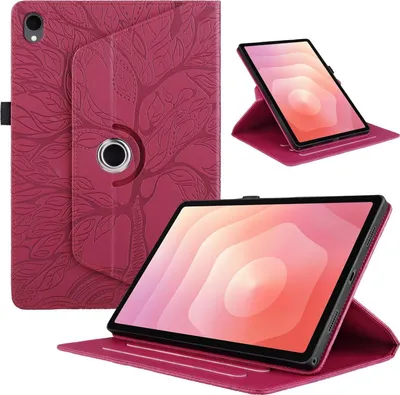 Image de Étui en similicuir rouge pour Samsung Galaxy Tab S11, avec rotation à 360 degrés