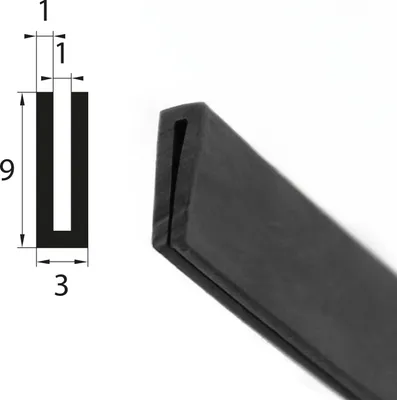 Produktbild von V30 Fassungsprofil Fassungsbereich 1 mm Kantenschutz EPDM Gummiprofil Gummidichtung