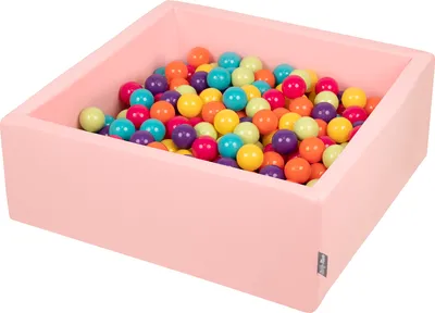 Obrázok produktu pre KiddyMoon 90x30cm/300 loptičiek ∅ 7cm Detské penové loptičky  vyrobené v EÚ, Ružová: V.Zelená/Žltá/Tyrkysová/Oranžová/D.Ružová/Fialová