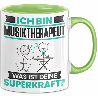 Produktbild von Musiktherapeut Tasse Geschenk für Musiktherapeut Geburtstag Lustiger Spruch Kaffee-Becher Was Ist Deine Superkraft (Grün)