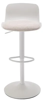 Produktbild von 2er-Set Barhocker aus Polypropylen, Strukturstoff und Metall - Weiß und Beige DORELIO