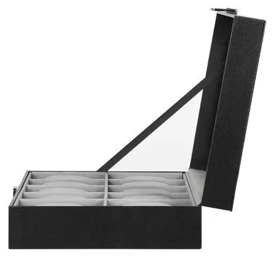 Obrázok produktu pre Organizér na hodinky – MDF, polyuretán, zamat, sklo – 25 x 7,5 x 20 cm