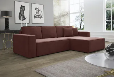 Produktbild von Ecksofa Schlafsofa Sofa CONOR Stoff Kronos Altrosa Ottomane Rechts